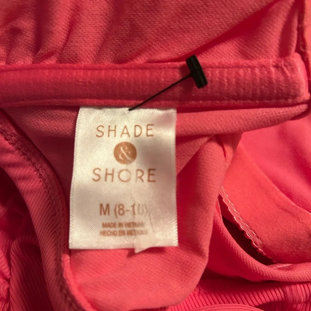 Shade & Shore One Shoulder Swimsuit | Coral Pink Ruched One Piece | Size M